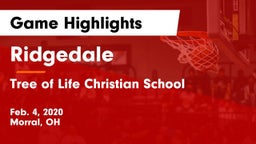 Ridgedale  vs Tree of Life Christian School Game Highlights - Feb. 4, 2020