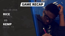 Recap: Rice  vs. Kemp  2016