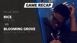 Recap: Rice  vs. Blooming Grove  2016