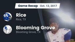 Recap: Rice  vs. Blooming Grove  2017