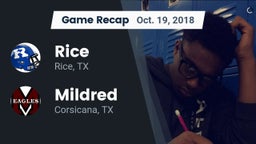 Recap: Rice  vs. Mildred  2018