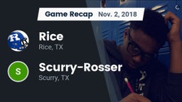 Recap: Rice  vs. Scurry-Rosser  2018