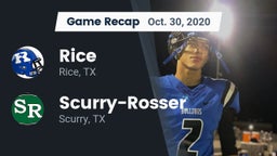 Recap: Rice  vs. Scurry-Rosser  2020