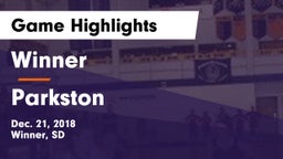 Winner  vs Parkston Game Highlights - Dec. 21, 2018