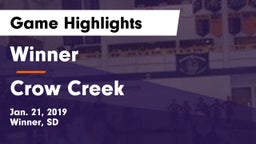 Winner  vs Crow Creek Game Highlights - Jan. 21, 2019