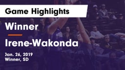 Winner  vs Irene-Wakonda Game Highlights - Jan. 26, 2019