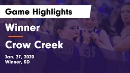 Winner  vs Crow Creek  Game Highlights - Jan. 27, 2020