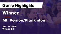 Winner  vs Mt. Vernon/Plankinton  Game Highlights - Jan. 31, 2020