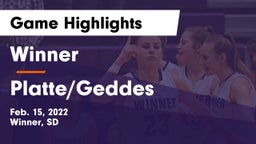 Winner  vs Platte/Geddes  Game Highlights - Feb. 15, 2022