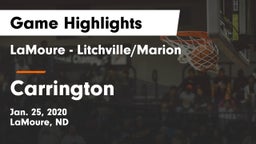 LaMoure - Litchville/Marion vs Carrington  Game Highlights - Jan. 25, 2020