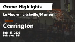LaMoure - Litchville/Marion vs Carrington  Game Highlights - Feb. 17, 2020