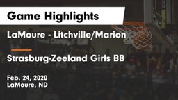 LaMoure - Litchville/Marion vs Strasburg-Zeeland Girls BB Game Highlights - Feb. 24, 2020