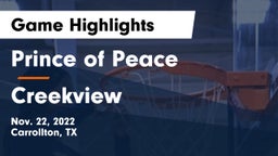 Prince of Peace  vs Creekview  Game Highlights - Nov. 22, 2022