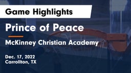 Prince of Peace  vs McKinney Christian Academy Game Highlights - Dec. 17, 2022