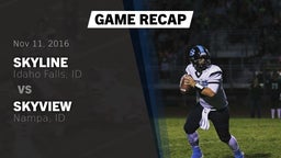 Recap: Skyline  vs. Skyview  2016