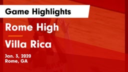 Rome High vs Villa Rica  Game Highlights - Jan. 3, 2020