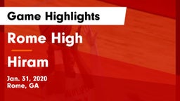 Rome High vs Hiram  Game Highlights - Jan. 31, 2020