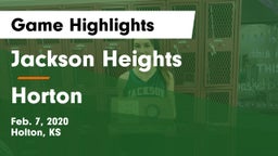 Jackson Heights  vs Horton  Game Highlights - Feb. 7, 2020