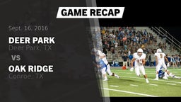 Recap: Deer Park  vs. Oak Ridge  2016