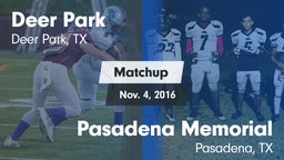 Matchup: Deer Park High vs. Pasadena Memorial  2016
