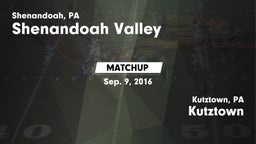 Matchup: Shenandoah Valley vs. Kutztown  2016