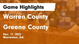Warren County  vs Greene County  Game Highlights - Dec. 17, 2022