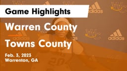 Warren County  vs Towns County  Game Highlights - Feb. 3, 2023