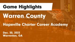Warren County  vs Hapeville Charter Career Academy Game Highlights - Dec. 30, 2023