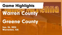 Warren County  vs Greene County  Game Highlights - Jan. 26, 2024