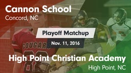 Matchup: Cannon vs. High Point Christian Academy  2016