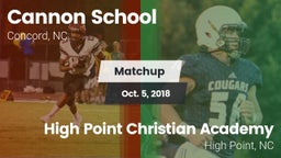 Matchup: Cannon vs. High Point Christian Academy  2018
