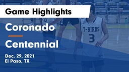 Coronado  vs Centennial Game Highlights - Dec. 29, 2021