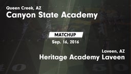 Matchup: Canyon State vs. Heritage Academy Laveen 2016