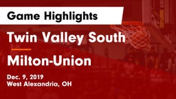 Twin Valley South  vs Milton-Union  Game Highlights - Dec. 9, 2019