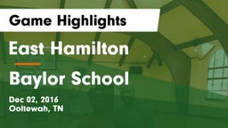 East Hamilton  vs Baylor School Game Highlights - Dec 02, 2016