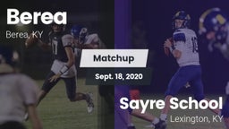 Matchup: Berea  vs. Sayre School 2020