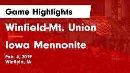 Winfield-Mt. Union  vs Iowa Mennonite Game Highlights - Feb. 4, 2019