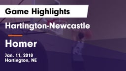 Hartington-Newcastle  vs Homer  Game Highlights - Jan. 11, 2018