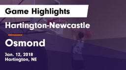 Hartington-Newcastle  vs Osmond  Game Highlights - Jan. 12, 2018