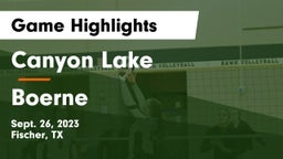 Canyon Lake  vs Boerne  Game Highlights - Sept. 26, 2023