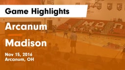 Arcanum  vs Madison  Game Highlights - Nov 15, 2016