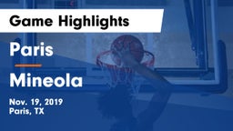 Paris  vs Mineola  Game Highlights - Nov. 19, 2019