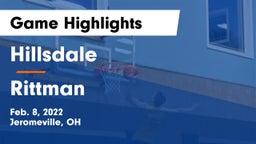 Hillsdale  vs Rittman  Game Highlights - Feb. 8, 2022
