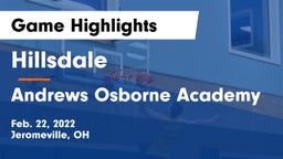 Hillsdale  vs Andrews Osborne Academy Game Highlights - Feb. 22, 2022