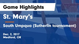 St. Mary's  vs South Umpqua (Sutherlin tournament) Game Highlights - Dec. 2, 2017