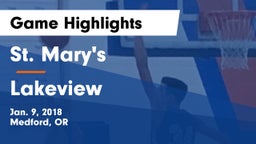 St. Mary's  vs Lakeview  Game Highlights - Jan. 9, 2018