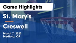 St. Mary's  vs Creswell  Game Highlights - March 7, 2020