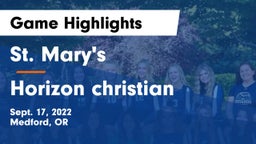 St. Mary's  vs Horizon christian Game Highlights - Sept. 17, 2022