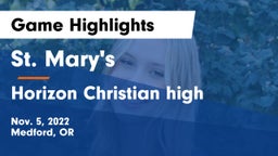 St. Mary's  vs Horizon Christian high  Game Highlights - Nov. 5, 2022