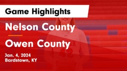 Nelson County  vs Owen County  Game Highlights - Jan. 4, 2024